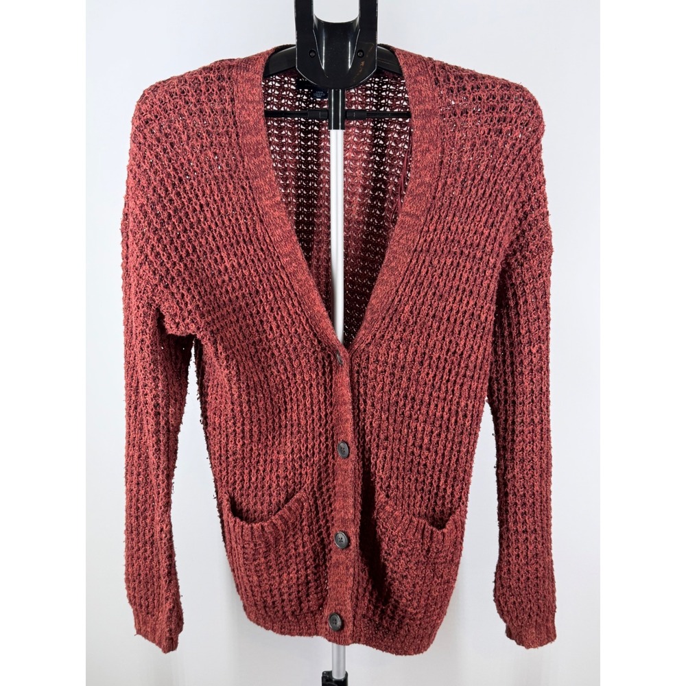American Eagle Womens Rust Red Marl Knit Button Front Cardigan Sweater Small